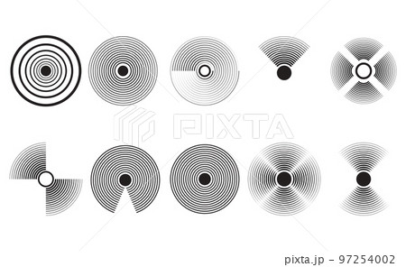 Radar and sonar wave signal, collection of icons 97254002