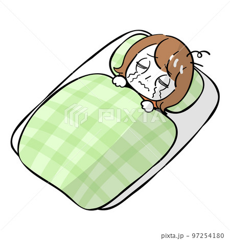 女性　布団　号泣 97254180