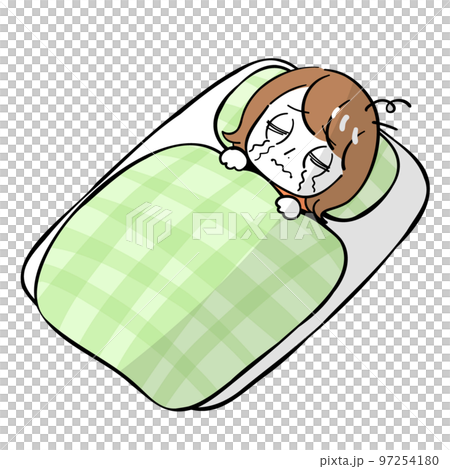 女性　布団　号泣 97254180