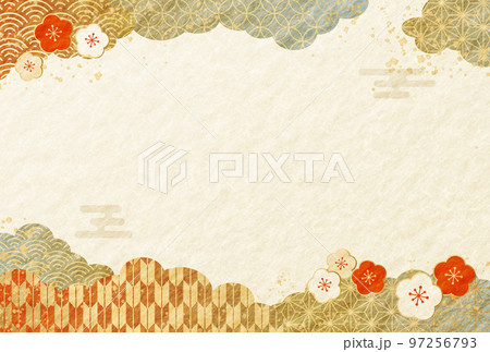 お正月・年賀状 和柄 和紙 背景 お正月・年賀状 和柄 和紙 背景 97256793