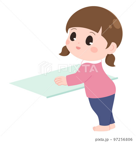 つかまり立ちをした女の子のイラスト 97256806