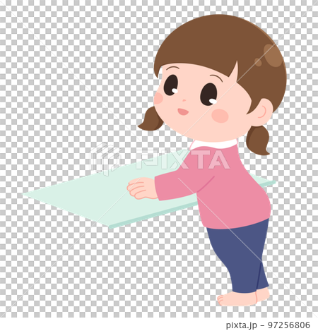 つかまり立ちをした女の子のイラスト 97256806