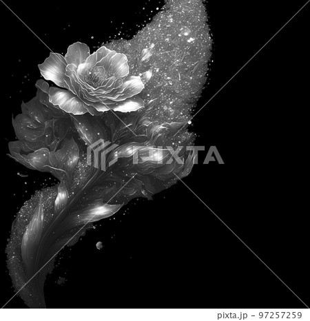 A Flower with Sparkling Petals on a Black Background 97257259