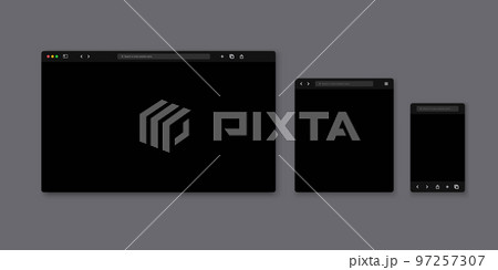 Web browser window template. Website browser different devices. Vector illustration Web browser window template. Website browser different devices. Vector illustration 97257307