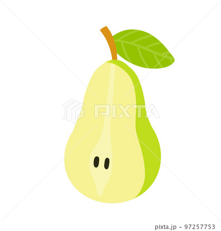 Pear. Half green sweet fruit with a leaf Pear. Half green sweet fruit with a leaf 97257753