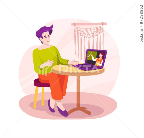 Online peer tutoring isolated cartoon vector illustration. 97258862