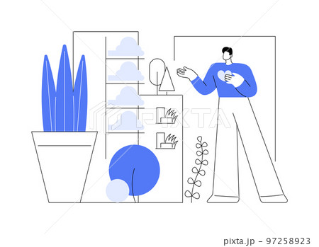 Vertical green city abstract concept vector illustration. 97258923