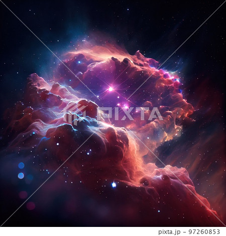 Star Nebula in the deep sky at night. Beautiful...のイラスト素材 ...