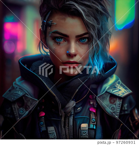 Premium Photo  A fictional portrait of a scifi cyberpunk girl