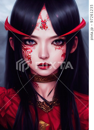 Mystical creepy woman. Gothic mystery woman. Generative AI 97261235