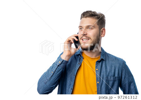Happy man with smartphone 97261312