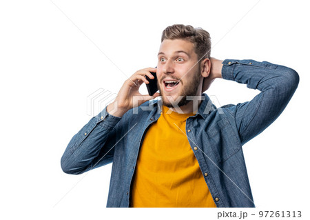 Happy man with smartphone Happy man with smartphone 97261313