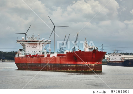 Industrial ships sailing near Rotterdam 97261605
