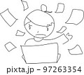 仕事をたくさんこなす女性のキャラクターイラスト 97263354