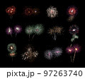 Colorful assorted fireworks selection on a black background. 97263740