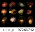 Colorful assorted fireworks selection on a black background. 97263742