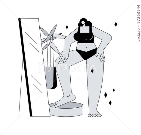 Body positive abstract concept vector illustration. Positive body image, diversity trend, positivity, acceptance of all body types, self-confidence, plus size brand promotion abstract metaphor. 97263944