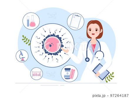 Fertility Clinic on Infertility Treatment for Couples and Handles in Vitro Fertilization Programs in Flat Cartoon Hand Drawn Templates Illustration 97264187