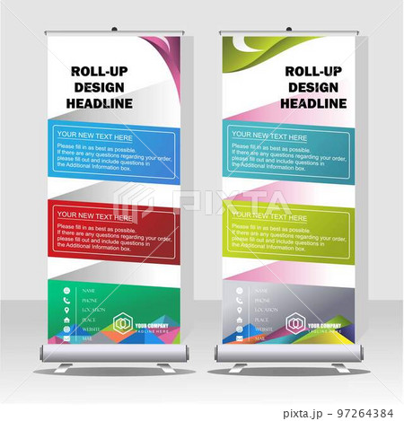 Upright banner that are attractive and suitable for various purpose image graphic icon logo design abstract concept vector stock. Can be used as related equipment for promotion or template 97264384