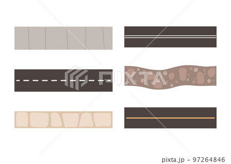 Shaped Road as Wide Way Surface for Vehicle and Pathway Vector Set 97264846