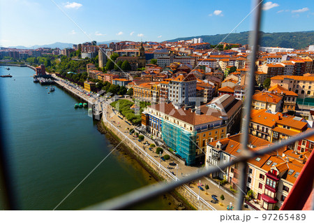 Portugalete from Vizcaya Bridge bridge in Spain, crossing the River 97265489