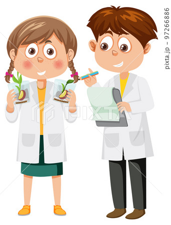 Scientist kids doing science experiment Scientist kids doing science experiment 97266886