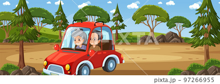 Elderly couple driving car Elderly couple driving car 97266955
