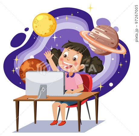 Student girl learning astronomy Student girl learning astronomy 97267005