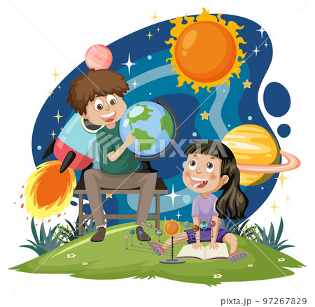 Kids in astronomy theme 97267829