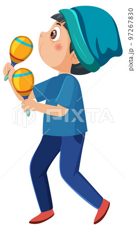 Happy boy playing maracas Happy boy playing maracas 97267830