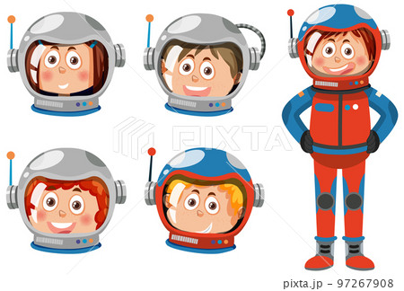 Astronaut cartoon character on white background 97267908