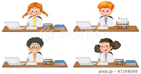Student kids doing science experiment Student kids doing science experiment 97268089