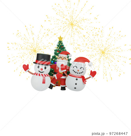 3d rendering of santa dancing with snowman 3d rendering of santa dancing with snowman 97268447
