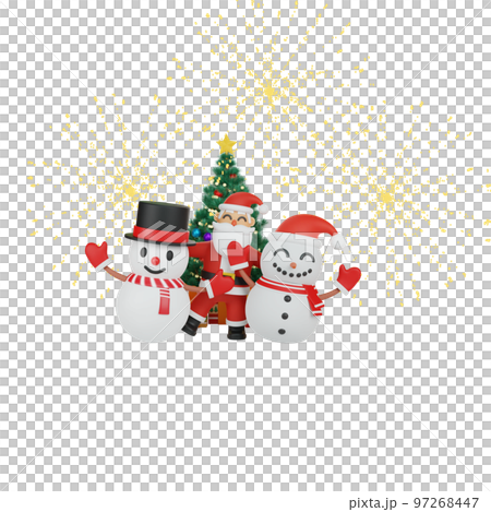 3d rendering of santa dancing with snowman 3d rendering of santa dancing with snowman 97268447