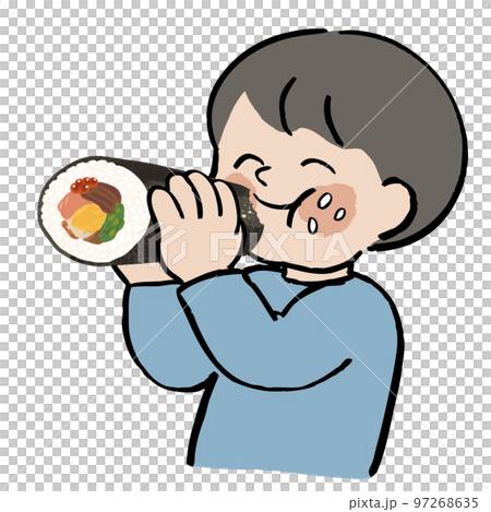 Boy eating Ehomaki Boy eating Ehomaki 97268635
