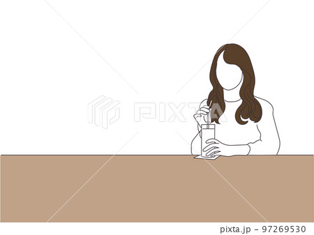 カフェの女性04-シンプルイメージ 97269530