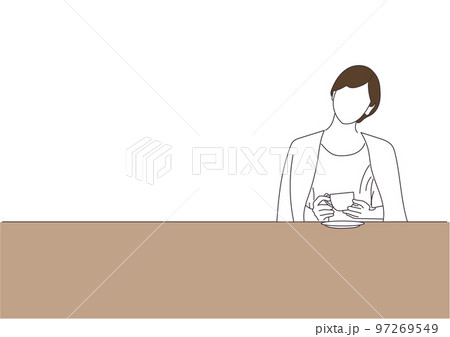 カフェの女性05-シンプルイメージ 97269549