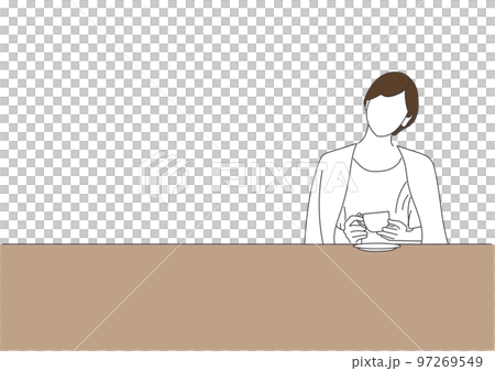 カフェの女性05-シンプルイメージ 97269549