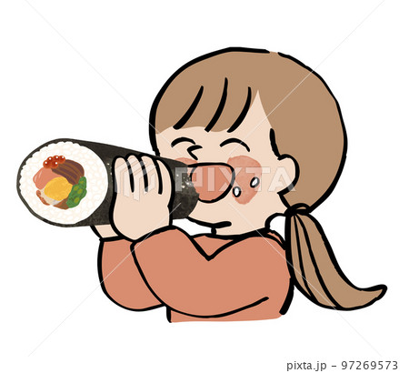 恵方巻を食べる女の子 97269573