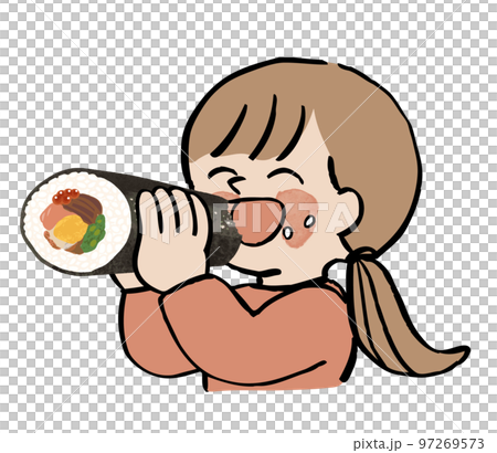 Girl eating Ehomaki 97269573