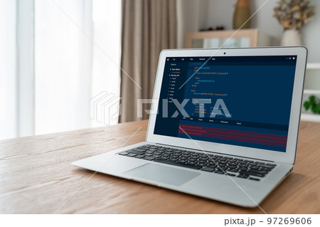 Software development programming on computer screen for modish application Software development programming on computer screen for modish application 97269606