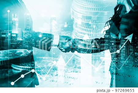 Business handshake on finance prosperity and money technology asset background 97269655
