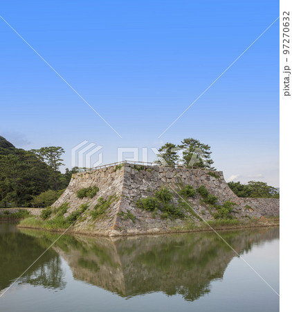 城跡　萩城跡　堀　水面　萩市　萩城　石垣　堀　山口県　日本　アジア 97270632