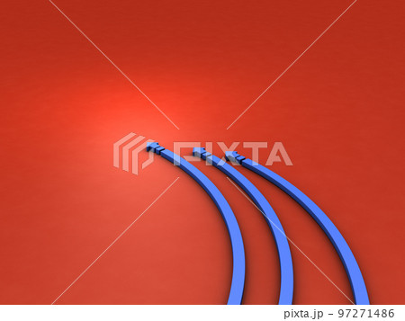 左に大きく偏りながら前進する三本の矢印。左傾化を表す抽象的なコンセプト。左翼的な立場への方向転換。 97271486