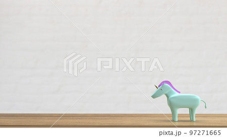 The unicorn on wood table  for business concept 3d rendering 97271665