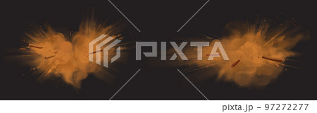 Clouds of cinnamon bark powder and strips 97272277