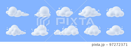 White soft clouds in sky. Overcast weather icons White soft clouds in sky. Overcast weather icons 97272371