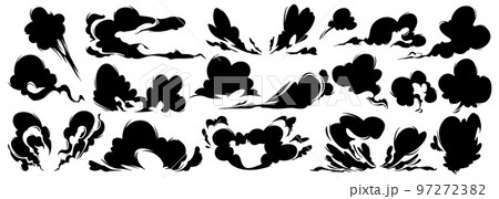 Black comic smoke clouds silhouettes Black comic smoke clouds silhouettes 97272382