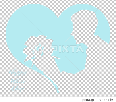 Silhouette illustration material of a man giving a bouquet of roses Vector White Day 97272416