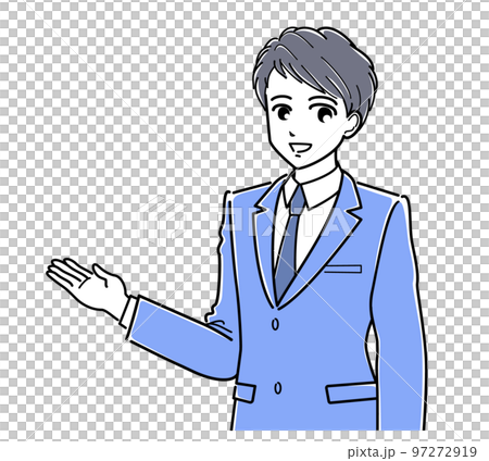 A young man in a suit to guide (diagonal upper body, simple) 97272919